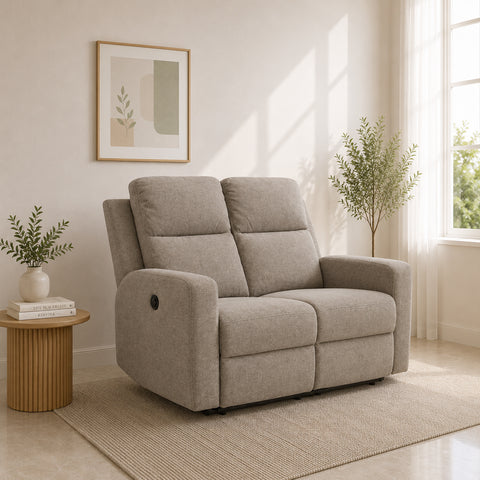 Cesena divano relax elettrico 2 posti in tessuto con doppia seduta reclinabile, schienali ergonomici e comfort superiore