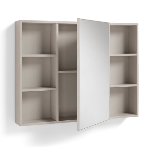 Set Mobile Bagno Sospeso DAFNE 100 cm in Alluminio con Lavabo in Ceramica e Specchiera Contenitore