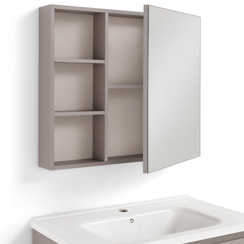 Set Mobile Bagno Sospeso DAFNE 80 cm in Alluminio con Lavabo in Ceramica e Specchiera Reversibile