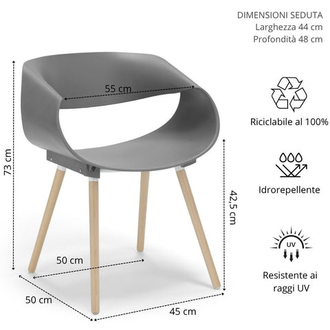 Sedia in polipropilene Diletta design moderno da Interno/Esterno