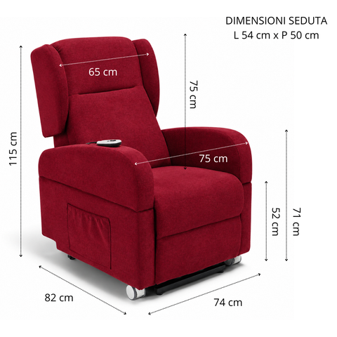 Poltrona elettrica relax 4 Motori Atlanta con Sistema LIFT, Kit Optional Tavolino e Kit Optional Batteria