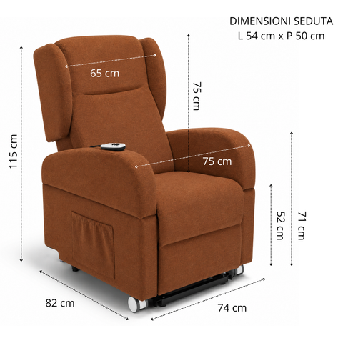 Poltrona elettrica relax 4 Motori Atlanta con Sistema LIFT, Kit Optional Tavolino e Kit Optional Batteria