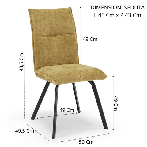 Sedia imbottita LETIZIA per sala da pranzo in tessuto spesso tridimensionale design moderno