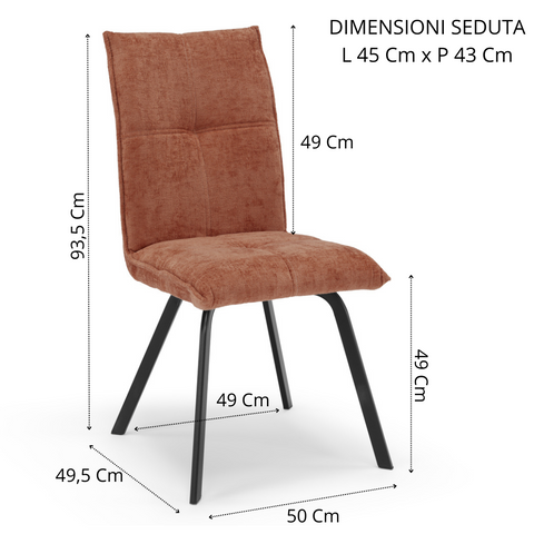 Sedia imbottita LETIZIA per sala da pranzo in tessuto spesso tridimensionale design moderno