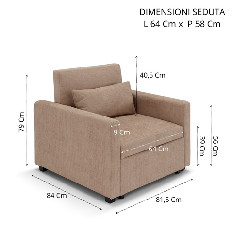 Poltrona letto Amalfi con 1 cuscino