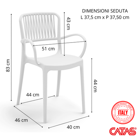 Sedia in polipropilene Viola con braccioli impilabile Design moderno da Interno/Esterno
