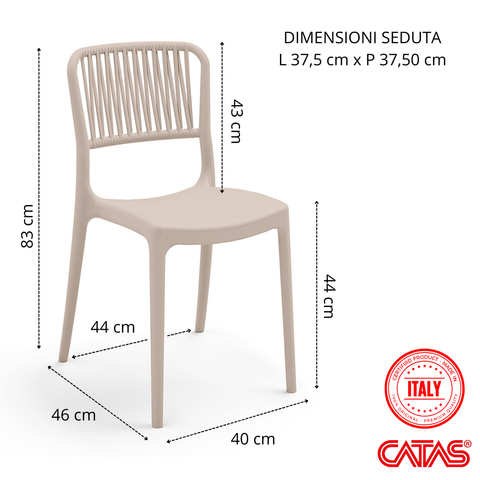 Sedia in polipropilene Viola impilabile Design moderno da Interno/Esterno