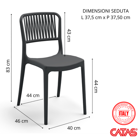 Sedia in polipropilene Viola impilabile Design moderno da Interno/Esterno