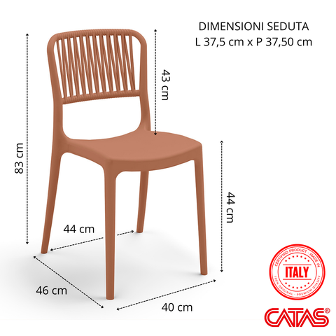 Sedia in polipropilene Viola impilabile Design moderno da Interno/Esterno