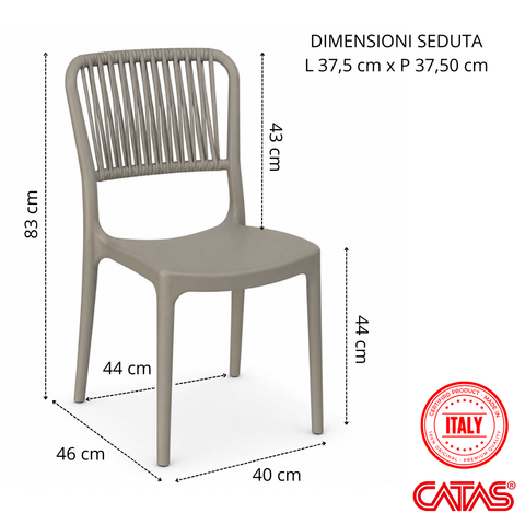 Sedia in polipropilene Viola impilabile Design moderno da Interno/Esterno