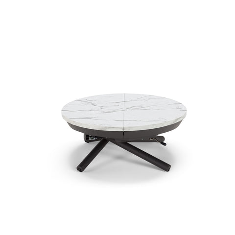 Tavolo rotondo trasformabile in ellittico ELIO 105 estensibile centralmente e regolabile in altezza