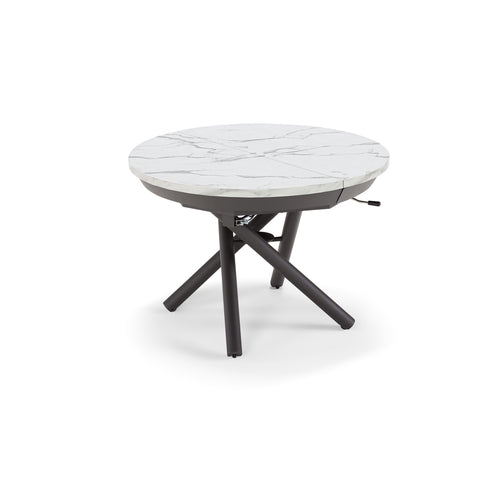 Tavolo rotondo trasformabile in ellittico ELIO 105 estensibile centralmente e regolabile in altezza