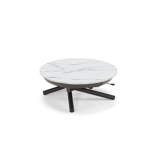 Tavolo rotondo trasformabile in ellittico ELIO 105 estensibile centralmente e regolabile in altezza