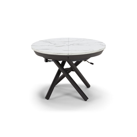 Tavolo rotondo trasformabile in ellittico ELIO 105 estensibile centralmente e regolabile in altezza