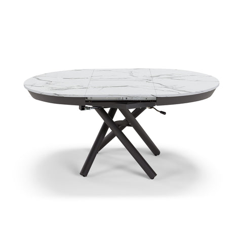 Tavolo rotondo trasformabile in ellittico ELIO 105 estensibile centralmente e regolabile in altezza