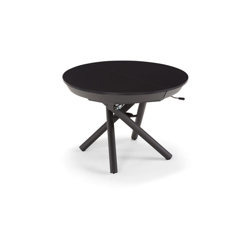 Tavolo rotondo trasformabile in ellittico ELIO 105 estensibile centralmente e regolabile in altezza