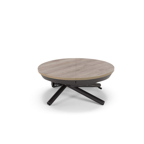 Tavolo rotondo trasformabile in ellittico ELIO 105 estensibile centralmente e regolabile in altezza