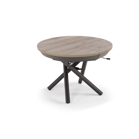 Tavolo rotondo trasformabile in ellittico ELIO 105 estensibile centralmente e regolabile in altezza