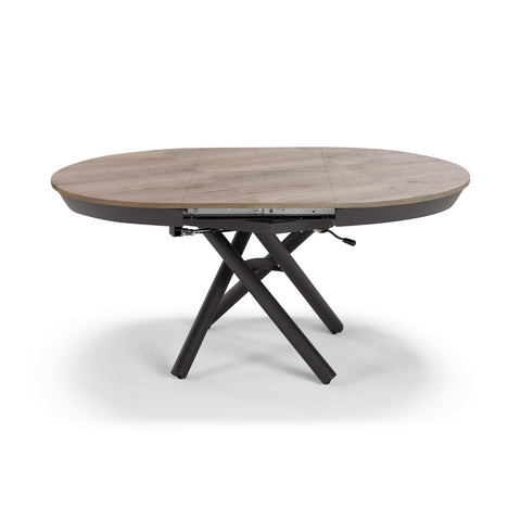 Tavolo rotondo trasformabile in ellittico ELIO 105 estensibile centralmente e regolabile in altezza