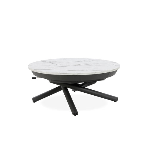 Tavolo rotondo trasformabile in ellittico ELIO 105 estensibile centralmente e regolabile in altezza