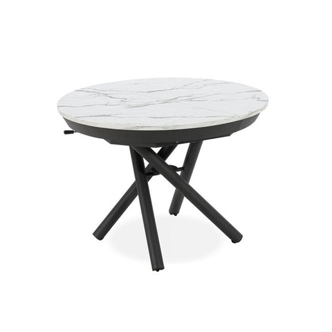 Tavolo rotondo trasformabile in ellittico ELIO 105 estensibile centralmente e regolabile in altezza