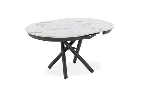 Tavolo rotondo trasformabile in ellittico ELIO 105 estensibile centralmente e regolabile in altezza