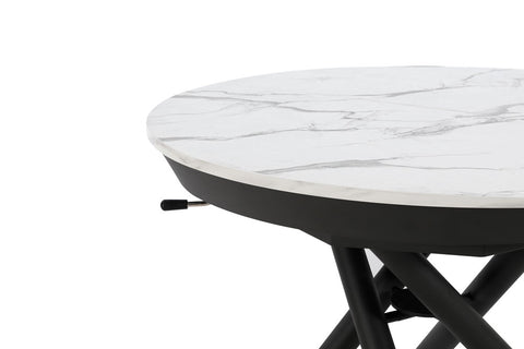 Tavolo rotondo trasformabile in ellittico ELIO 105 estensibile centralmente e regolabile in altezza