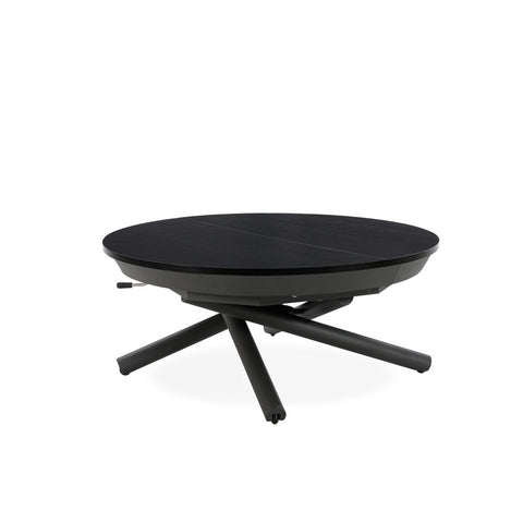 Tavolo rotondo trasformabile in ellittico ELIO 105 estensibile centralmente e regolabile in altezza