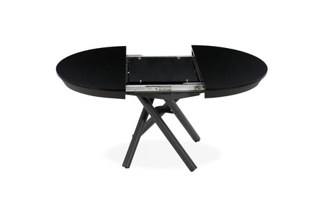 Tavolo rotondo trasformabile in ellittico ELIO 105 estensibile centralmente e regolabile in altezza