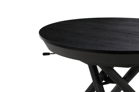 Tavolo rotondo trasformabile in ellittico ELIO 105 estensibile centralmente e regolabile in altezza