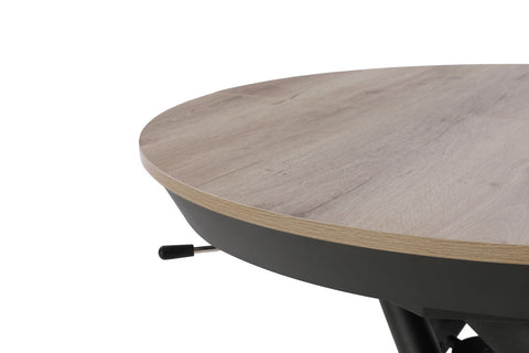 Tavolo rotondo trasformabile in ellittico ELIO 105 estensibile centralmente e regolabile in altezza