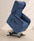 Poltrona Firenze relax elettrica 2 motori alzapersona con roller system in tessuto blu denim