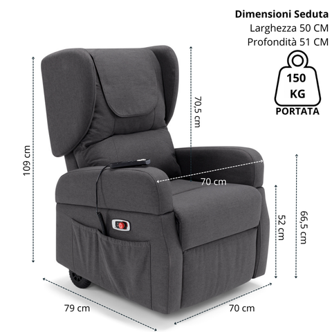 Poltrona elettrica relax 4 motori 2+2 Tokyo con Batteria e Drive System con Legge 104
