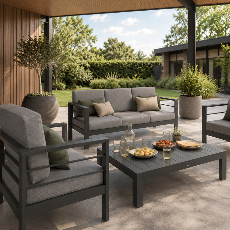 Set da giardino Gardenia con Divano, Due poltroncine e Tavolino