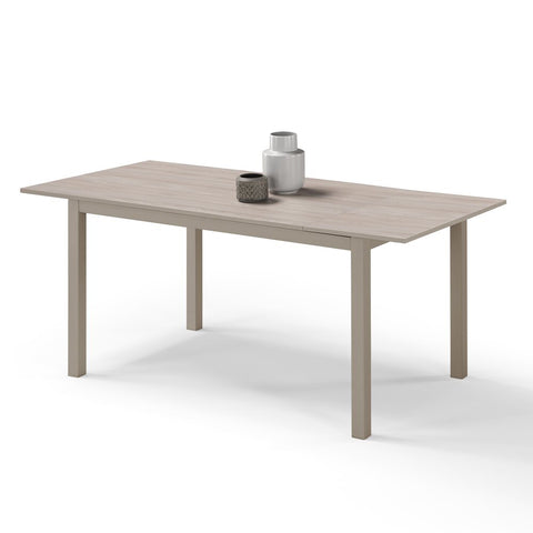 Tavolo per soggiorno con top in legno effetto olmo allungabile e struttura in metallo