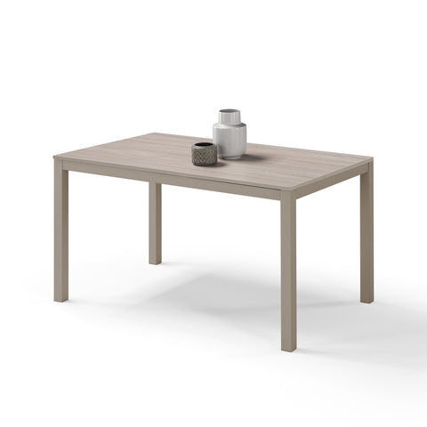 Tavolo per soggiorno con top in legno effetto olmo allungabile e struttura in metallo