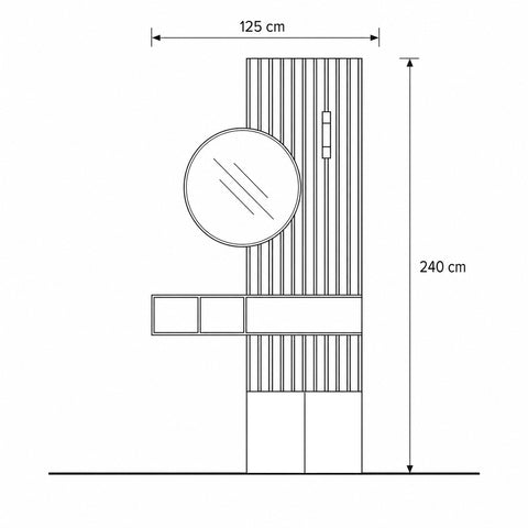 Composizione ingresso INFINITY 284 con pannello dogato, panca e cubi contenitori
