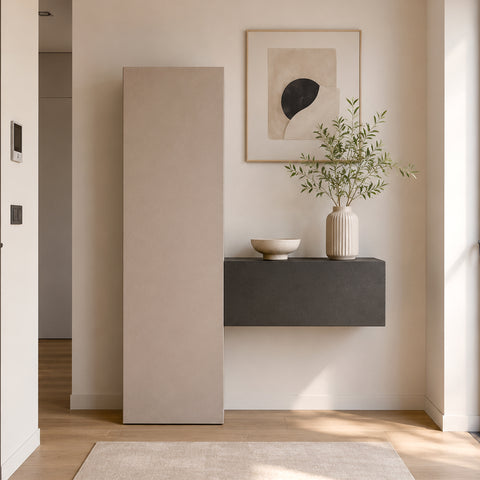 Composizione ingresso INFINITY 300 con con colonna e mobile a ribalta