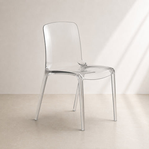 Sedia in metacrilato Iris effetto vetro trasparente impilabile Design moderno