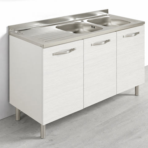 Sotto lavello per cucina componibile da 120 cm con 3 ante linea MAKA, realizzata in legno 100% MADE IN ITALY