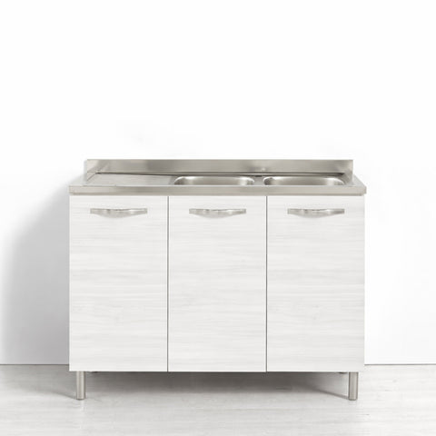 Sotto lavello per cucina componibile da 120 cm con 3 ante linea MAKA, realizzata in legno 100% MADE IN ITALY