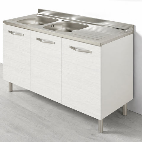 Sotto lavello per cucina componibile da 120 cm con 3 ante linea MAKA, realizzata in legno 100% MADE IN ITALY