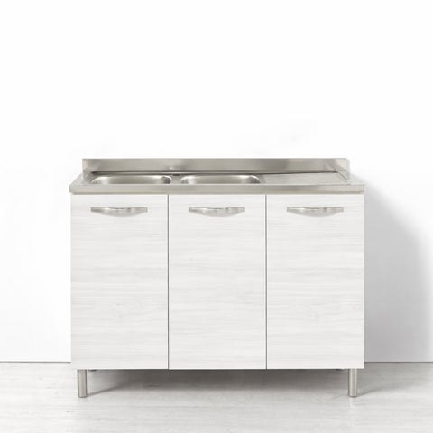 Sotto lavello per cucina componibile da 120 cm con 3 ante linea MAKA, realizzata in legno 100% MADE IN ITALY