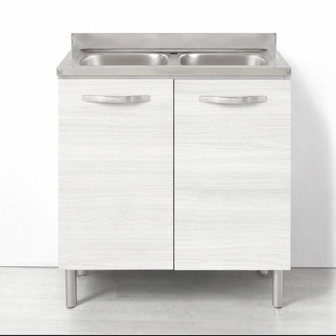 Sotto lavello per cucina componibile da 80 cm con 2 ante linea MAKA, realizzata in legno 100% MADE IN ITALY