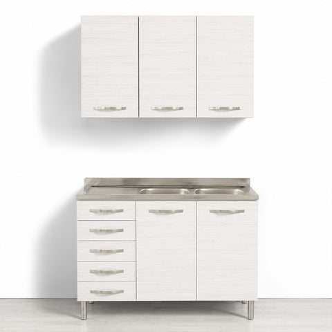 Sotto lavello per cucina componibile da 120 cm con due ante e 4 cassetti (+1 non utilizzabile) linea MAKA, realizzata in legno 100% MADE IN ITALY