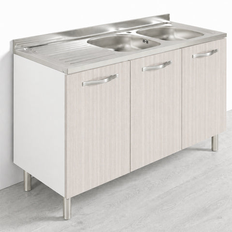 Sotto lavello per cucina componibile da 120 cm con 3 ante linea MAKA, realizzata in legno 100% MADE IN ITALY