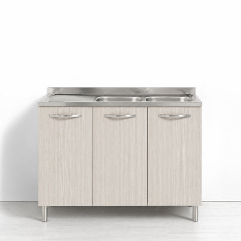 Sotto lavello per cucina componibile da 120 cm con 3 ante linea MAKA, realizzata in legno 100% MADE IN ITALY