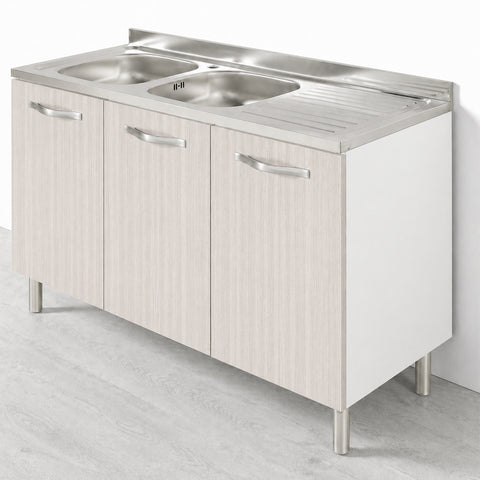 Sotto lavello per cucina componibile da 120 cm con 3 ante linea MAKA, realizzata in legno 100% MADE IN ITALY