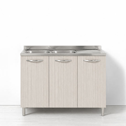 Sotto lavello per cucina componibile da 120 cm con 3 ante linea MAKA, realizzata in legno 100% MADE IN ITALY
