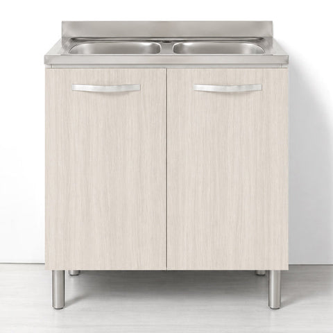 Sotto lavello per cucina componibile da 80 cm con 2 ante linea MAKA, realizzata in legno 100% MADE IN ITALY